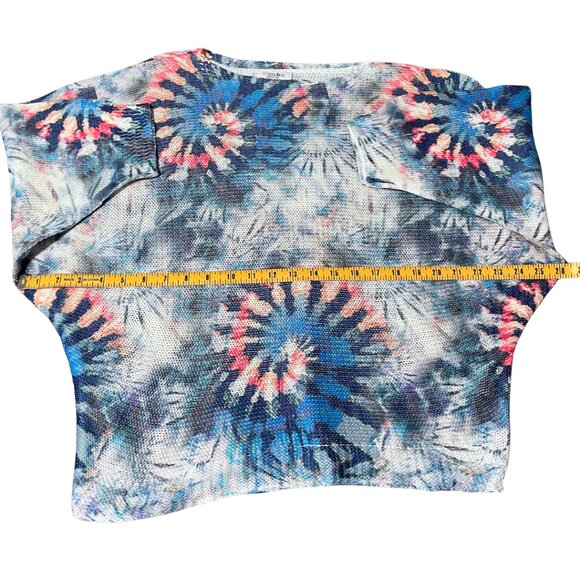 Luisa Ricci Boat Neck Sweater Womens Size L Blue Tie Dye Americana Boho Chic - Picture 10 of 12